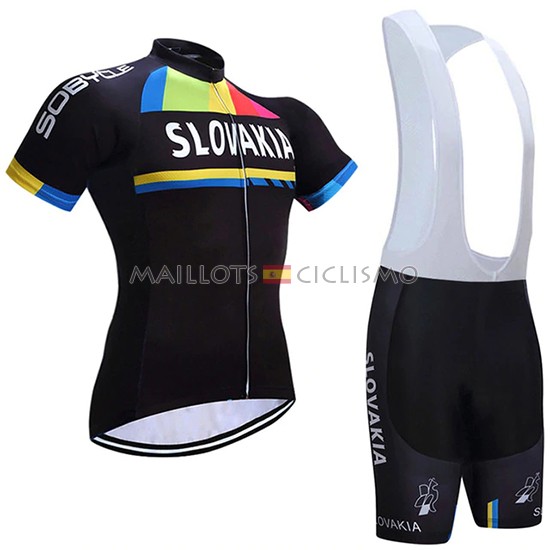 2019 Maillot Eslovaquia Tirantes Mangas Cortas Negro